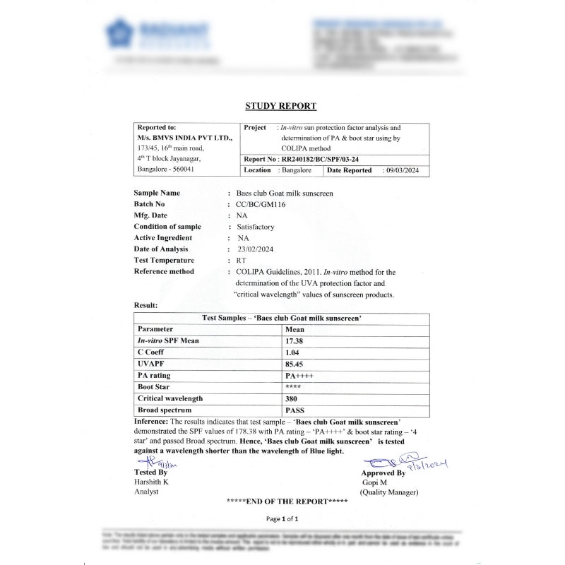Hydrating SPF 50 sunscreen enriched with goat milk