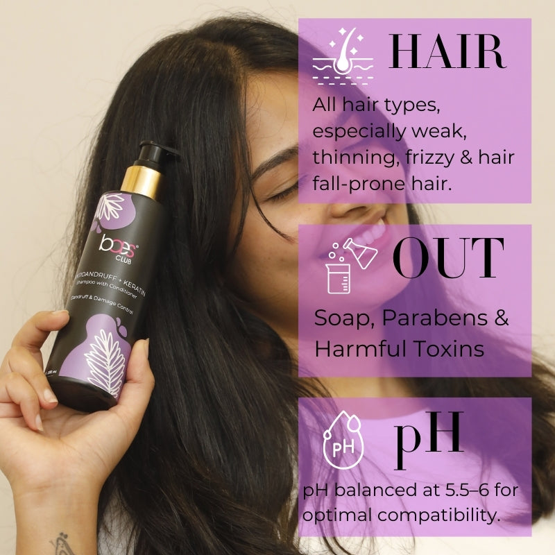 Anti-Dandruff + Keratin Shampoo with Conditioner - Dandruff & Damage Control