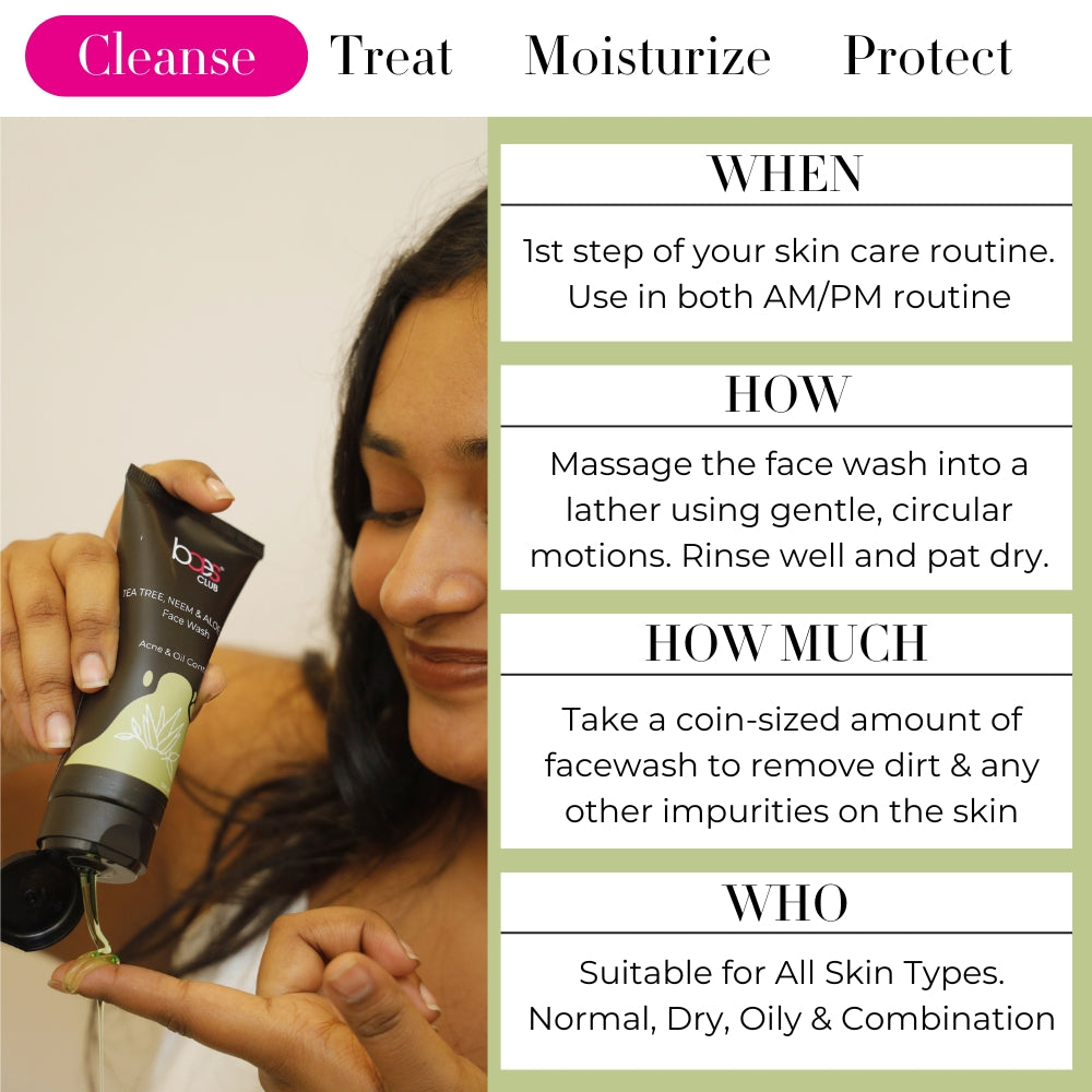 Tea Tree Neem Aloe Vera Face Wash for oily acne-prone skin