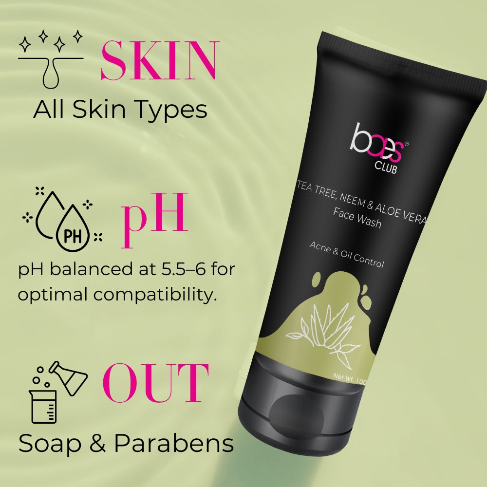 Tea Tree Neem Aloe Vera Face Wash for oily acne-prone skin