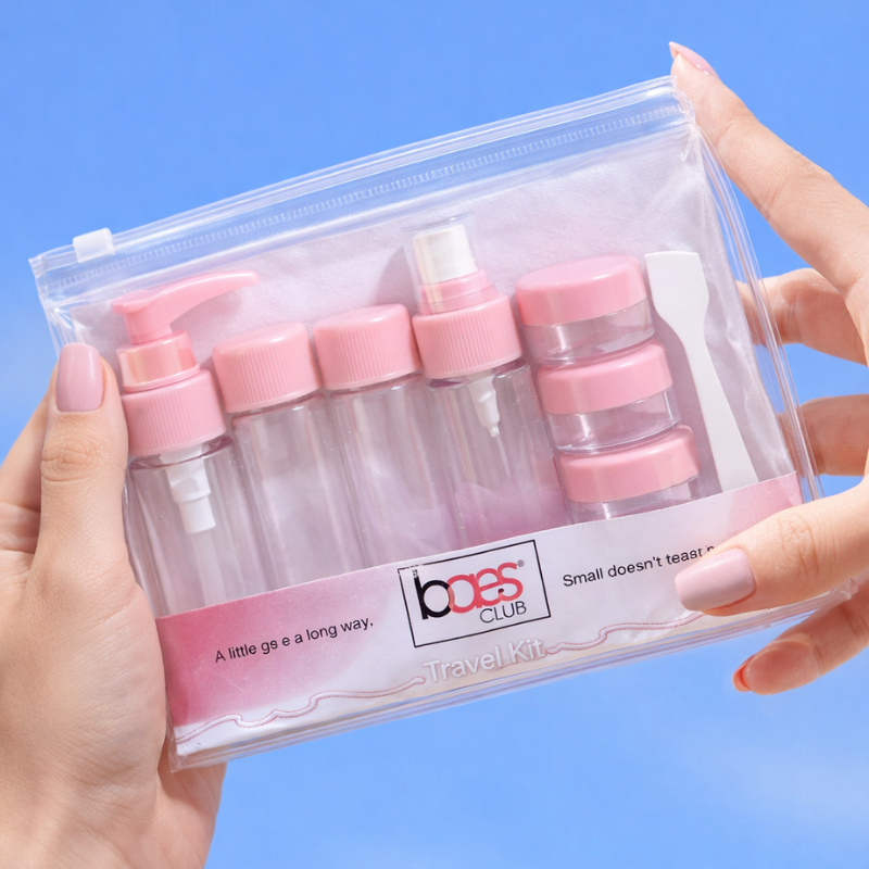 Refillable Empty Mini Containers with Pouch - 7 Containers &amp; 1 Spoon