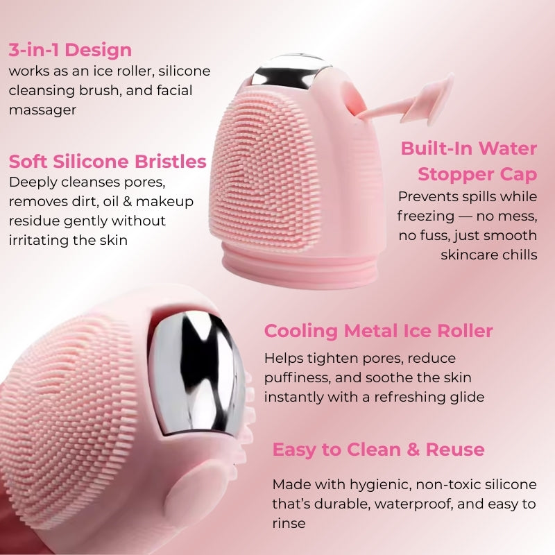 Baes Club Multifunction Ice Roller with Scrubber for Face | For puffiness and Glowing Skin | Unisex
