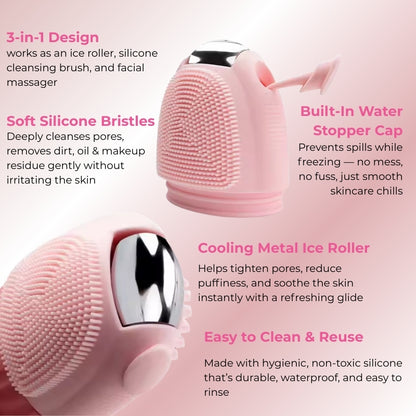 Baes Club Multifunction Ice Roller with Scrubber for Face | For puffiness and Glowing Skin | Unisex