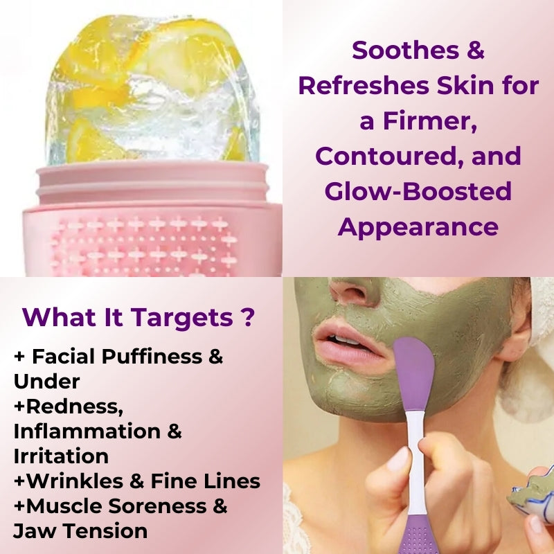 Baes Club Multifunction Ice Roller with Scrubber for Face | For puffiness and Glowing Skin | Unisex