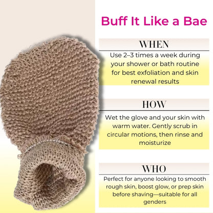 Baes Club 100% Natural Jute deep Exfoliating Loofah Glove | Men &amp; Women | stimulate cell renewal &amp; skin regeneration