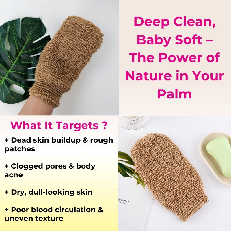 Baes Club 100% Natural Jute deep Exfoliating Loofah Glove | Men &amp; Women | stimulate cell renewal &amp; skin regeneration
