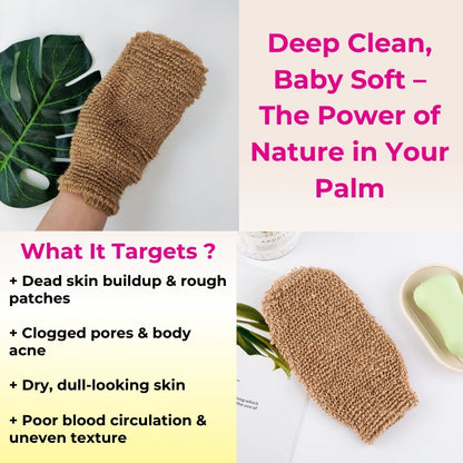 Baes Club 100% Natural Jute deep Exfoliating Loofah Glove | Men &amp; Women | stimulate cell renewal &amp; skin regeneration