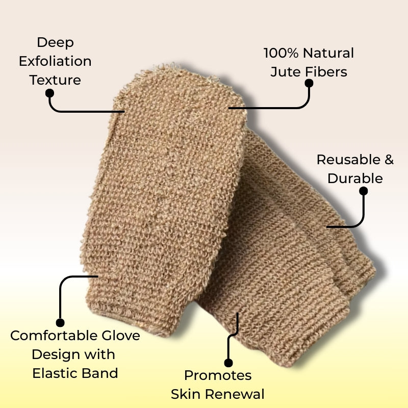 Baes Club 100% Natural Jute deep Exfoliating Loofah Glove | Men &amp; Women | stimulate cell renewal &amp; skin regeneration