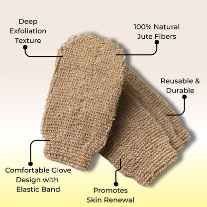 Baes Club 100% Natural Jute deep Exfoliating Loofah Glove | Men &amp; Women | stimulate cell renewal &amp; skin regeneration