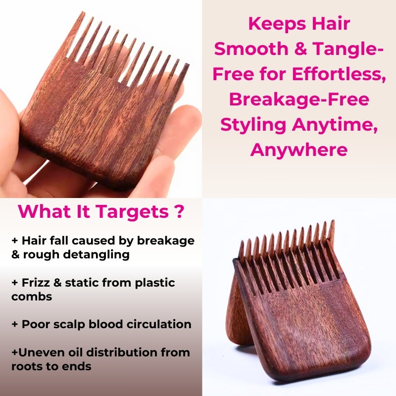 Baes Club 100% Original Sheesham Wood Comb | sustains hair health, reduces hair fall | Travel Friendly Unisex