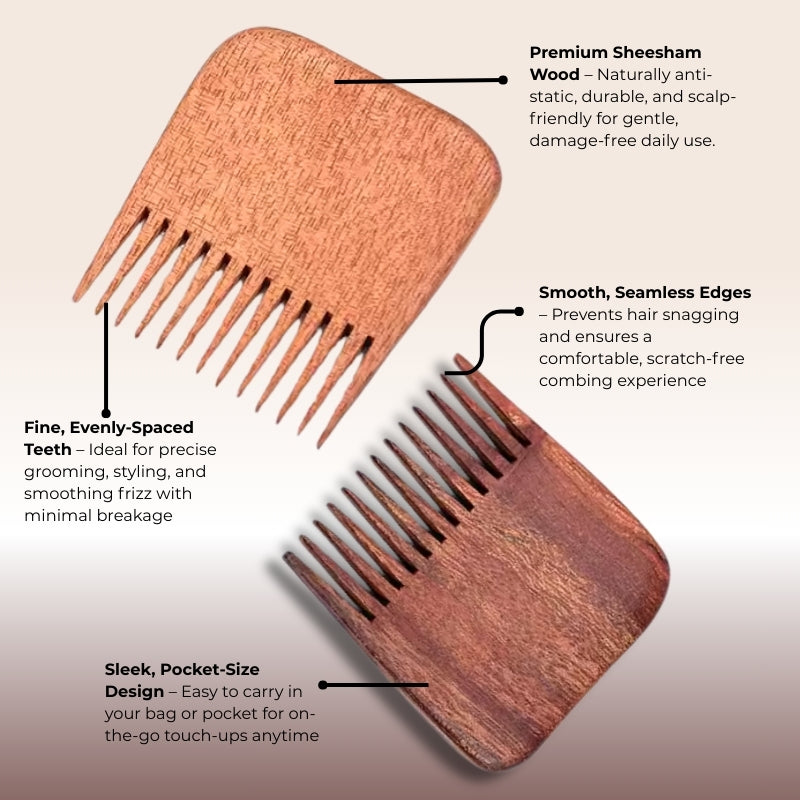 Baes Club 100% Original Sheesham Wood Comb | sustains hair health, reduces hair fall | Travel Friendly Unisex