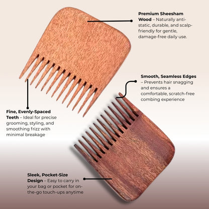 Baes Club 100% Original Sheesham Wood Comb | sustains hair health, reduces hair fall | Travel Friendly Unisex