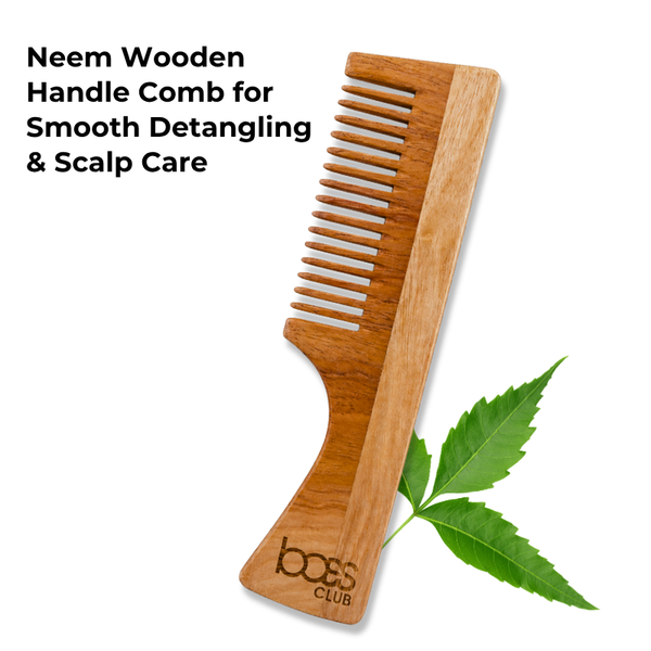 Wooden Handle Comb for Smooth Detangling & Scalp Care