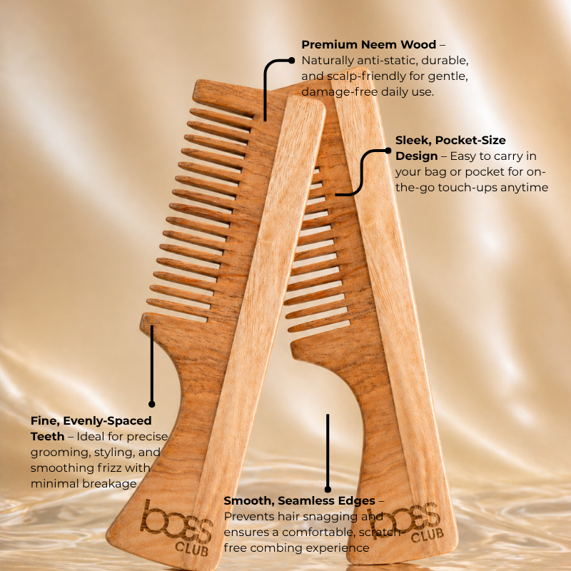 Wooden Handle Comb for Smooth Detangling &amp; Scalp Care