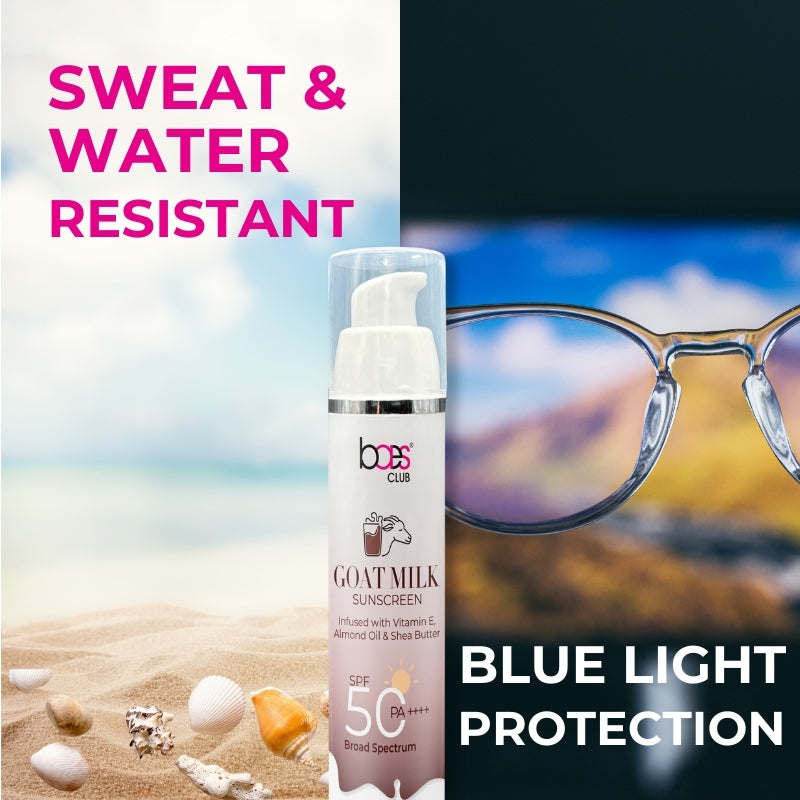 Goat Milk Sunscreen | SPF 50 | PA++++ With Vitamin E, Shea butter &amp; Almond Oil