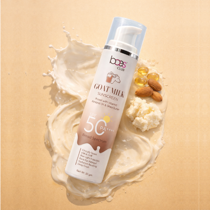 Hydrating SPF 50 sunscreen enriched with goat milk