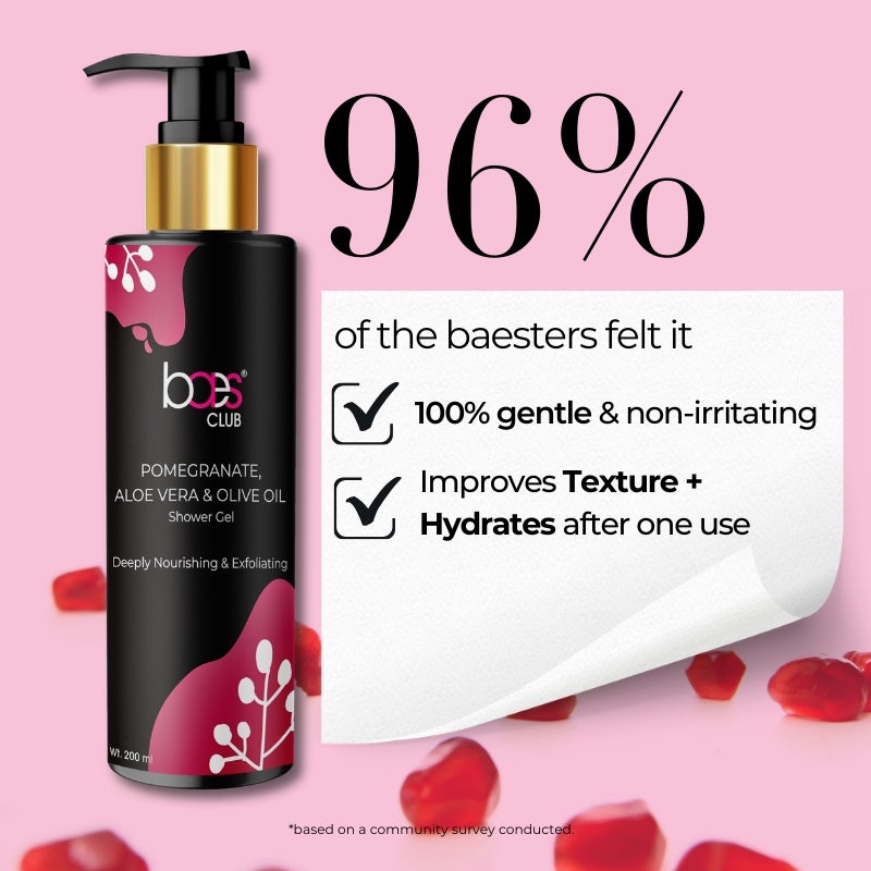 Pomegranate Aloe Vera &amp; Olive Oil Shower Gel 200ml – Nourishing and Exfoliating