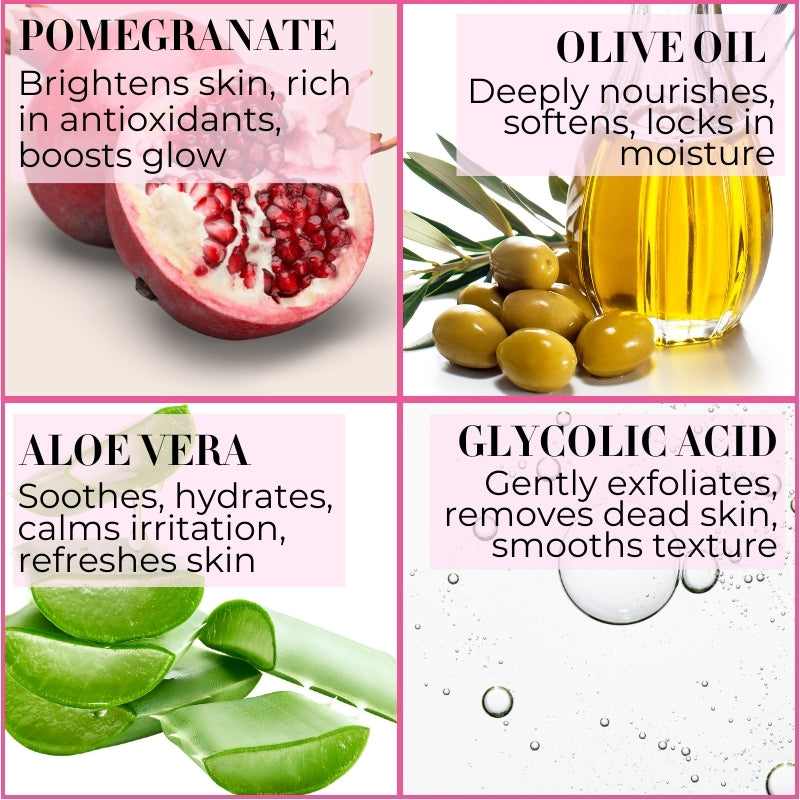 Pomegranate Aloe Vera &amp; Olive Oil Shower Gel 200ml – Nourishing and Exfoliating