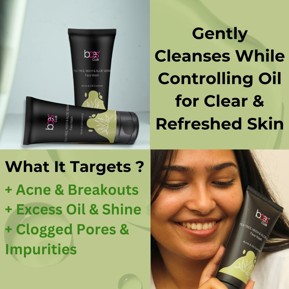 Tea Tree Neem Aloe Vera Face Wash for oily acne-prone skin